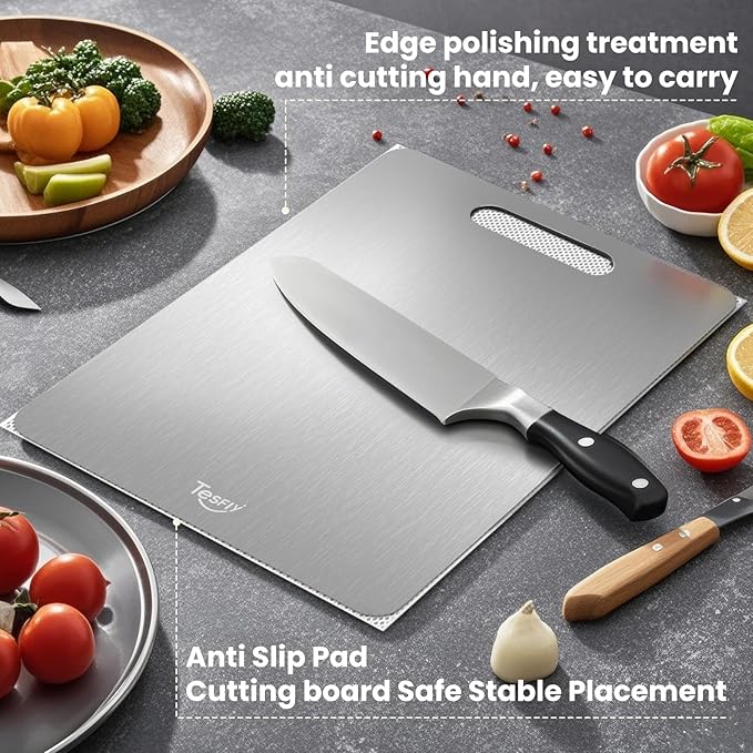 New Titanium Cutting Board - 100% Pure Titanium Cutting Boards For Kitchen,Easy to clean, Double-sided food-grade Cutting Board For Cutting Meats, Fruits And Vegetables（18 * 12） - Image 5