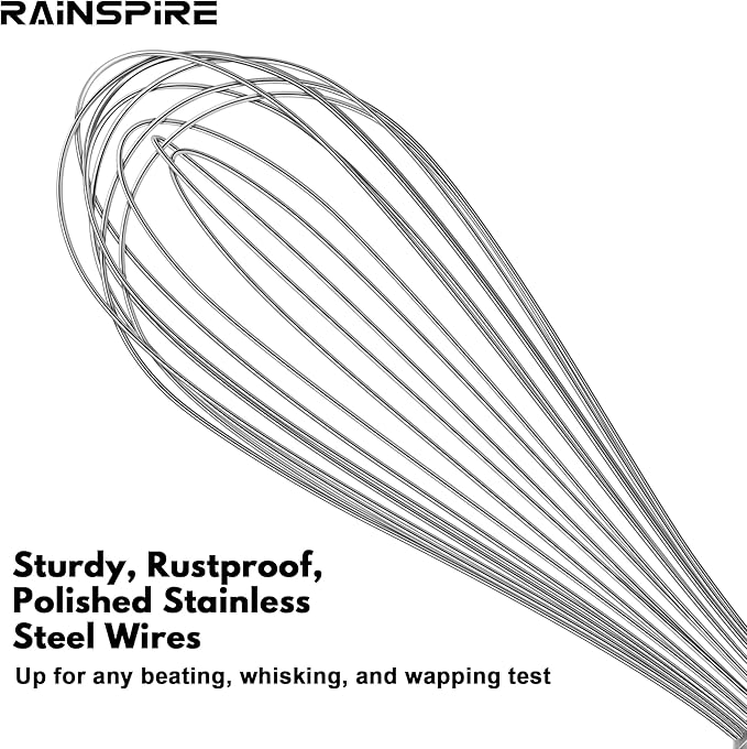 Rainspire 12-Inch Wire Whisk Stainless Steel, Balloon Whisks for Cooking, Wisk Wisking Tool With Soft Silicone Handle, Thick Durable Whisker for Blending, Beating, Whisking, Stirring, Pink - Image 3