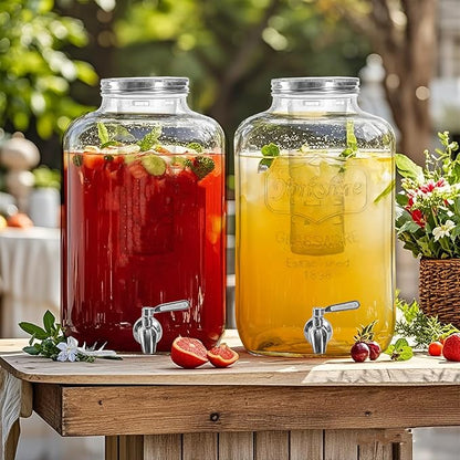 2 Gallon Glass Drink Dispenser with Stainless Steel Spigot,1 Pack Glass Beverage Dispenser Water Lemonade Dispensers for Parties - Image 5
