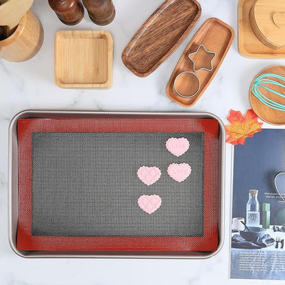 Perforated Silicone Baking Mat for Jelly Roll Pan, Non-Stick Eclair Baking Mat for 10 x 15-inch Tray Pan, 2 Pcs Mesh Cookie Sheet Liner for Homemade Bread, Sugar Cookie and Pastry