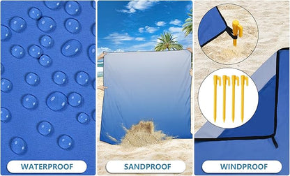WIWIGO Beach Blanket Waterproof Sandproof Beach Mat 79" X 83"/10'x9'for 2-8 Adults Quick Drying Outdoor Picnic Mat Beach Accessories for Travel, Camping, Hiking - Image 3