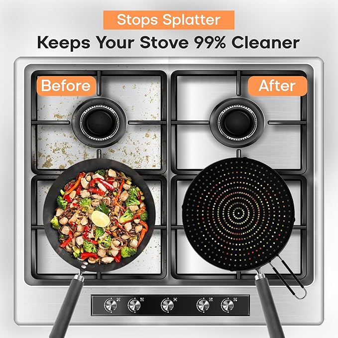 Splatter Screen for Frying Pan | USA Brand | 11-Inch Black, Fit Pans (6" to 11") Silicone Grease Splatter Guard for Frying Pan and Stove by Beckon Ware - Image 2