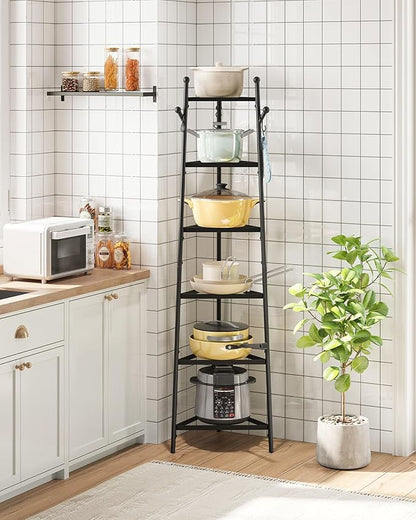 CHOEZON 6-Tier Cookware Stand, Triangle Shelf Storage Tower for Kitchen, Pans Pots Storage Rack, Metal Wire Shelf Organizer, Corner Shelf, for Kitchen, Living Room, Black TPR14BB by Choezon