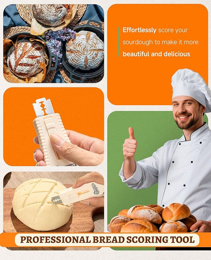 Bread Lame with 5 Blades - Extractable & Magnetic Sourdough Bread Scoring Tool with Ergonomic Handle - Dough Cutter for Artisan Baking, Pizza Dough, Pastries | Must-Have Baking Supplies