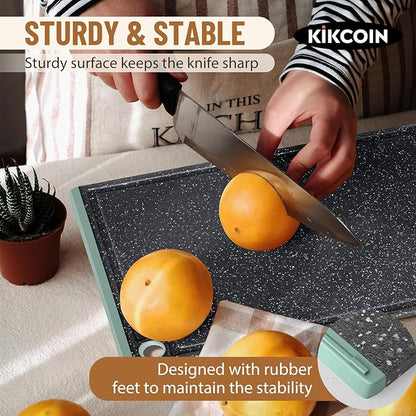 Plastic Cutting Boards for Kitchen, 3-Piece Large Cutting Board Set Dishwasher Safe Chopping Boards with Non-slip Feet and Juice Grooves, Turquoise, Kikcoin - Image 5