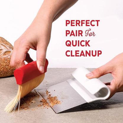 KneadAce Dough Scraper & Baker’s Brush Set. Stainless Steel Bench Scraper & Flour Cleaning Brush. Kitchen Tool for Pastry, Sourdough and Baking Prep Bread Dough Cutter, Gift For Bakers (White/Red) - Image 7