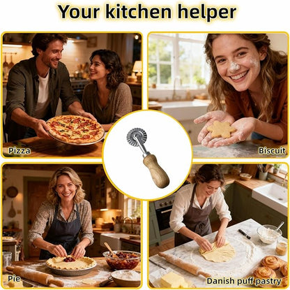 Pastry Wheel Cutter, 2 Inch Ravioli Cutter with Fluted Edge, Stainless Steel & Wood Handle for Pie Crust, Pasta, Dough, Empanadas - Professional Baking Tools, Easy Clean & Comfort Grip - Image 8