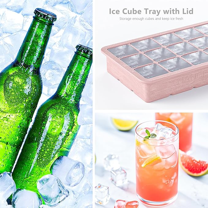 Silicone Ice Cube Tray 3 Pack, HANCELANT Ice Cube Mold, Ice Trays for Freezer with Lid for Whiskey, Baby Food, BPA Free, Easy Release - Image 2