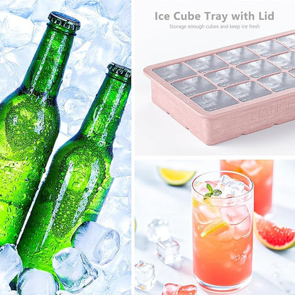 Silicone Ice Cube Tray 3 Pack, HANCELANT Ice Cube Mold, Ice Trays for Freezer with Lid for Whiskey, Baby Food, BPA Free, Easy Release - Image 2