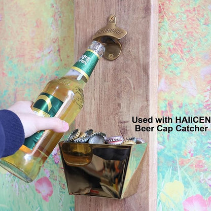 8 Packs Bulk Beer Opener Wall Mounted Vintage Gold Bottle Cap Opener for Gargae Kitchen Bar - Image 3