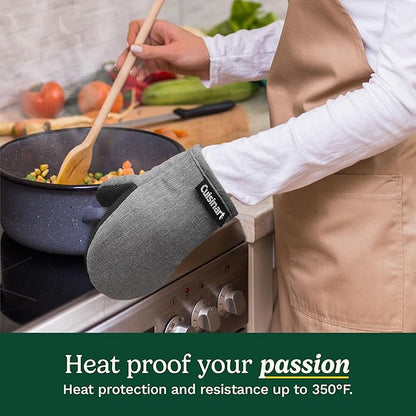 Cuisinart Mini Oven Mitts – 5.5” x 7” Heat-Resistant Kitchen Mitts for Oven with Non-Slip Neoprene Palm, Cotton Filling, and Fabric Loop – Durable Oven Mitt Set for Cooking & Baking (Chambray) - Image 3