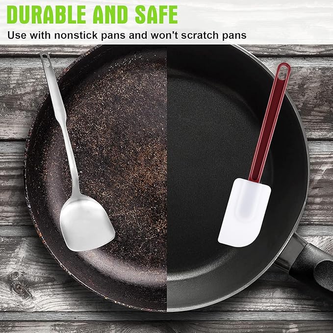 Meekoo 5 Pcs 10 Inch Rubber Spatula, 500℉ High Heat Resistant Spatulas Commercial Food Bpa Free Grade Non Stick Silicone Spatula for Baking Kitchen Cooking Dishwasher Safe - Image 6