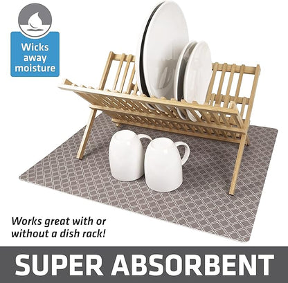 Drymate Jumbo XL Dish Drying Mat (19”x24”), Low-Profile, Super Absorbent, Quick Dry Fabric, Waterproof & Slip-Resistant, for Kitchen Counter, Trimmable, Easy to Clean (USA Made)(Taupe) - Image 2