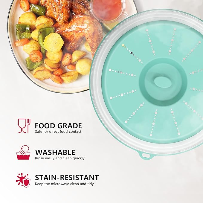 WVM Microwave Splatter Cover Vented for Food with Hook Hole, Splatter Guard & Colander Kitchen Gadget for Food, Meal Prep - Image 3
