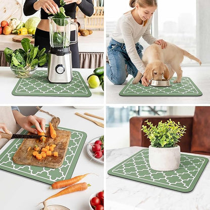 WISELIFE Dish Drying Mat Super Absorbent Drying Mat Large Dish Drying Mats for Kitchen Counter Easy Clean Dish Mat Kitchen Drying Mat15"x 18" Stylish Green - Image 6