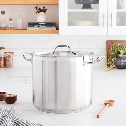 Winware Stainless 20-Quart Steel Stock Pot with Cover, Silver - Image 2