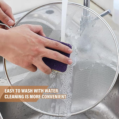 Splatter Screen for Frying Pan 13" 11.5" 9.8" Stainless Steel Fine Mesh Grease Splatter Guard with Comfort Silicone Handles and Resting Feet for Prevent Oil Splatter Safe Cooking - Image 6