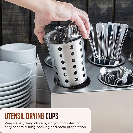 OCS Parts Stainless Steel Utensil Drying Cups | Stainless Steel | Set of 3 | Perforated Kitchen Flatware and Silverware Holder - Image 3
