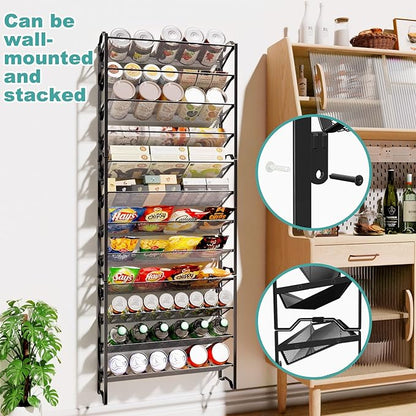 Simple Trending 2 Pack 4 Tier Spice Rack Organizer,Stackable Kitchen Counter Shelves,for Cabinet,Countertop,Pantry, Door or Wall Mount, Metal Mesh,Jars not Included, Black - Image 3