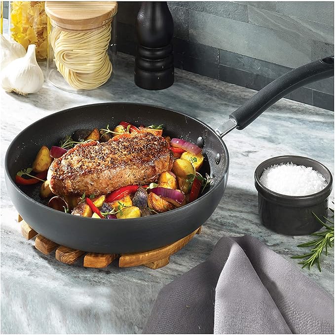 T-Fal Ultimate Hard Anodized Nonstick Fry Pan Set 2 Piece, 8, 10 Inch, Oven Broiler Safe 400F, Kitchen, Cookware, Pots and Pans Set Non Stick, Frying Pans, Dishwasher Safe, Onyx - Image 2