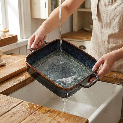 7" x 7" Porcelain Square Casserole Dishes, 2 pieces Baking Dish for Oven, 32 OZ Ceramic Lasagna Pans, Oven Safe Bakeware for Kitchen Cooking, Cake, Banquet and Dinner
