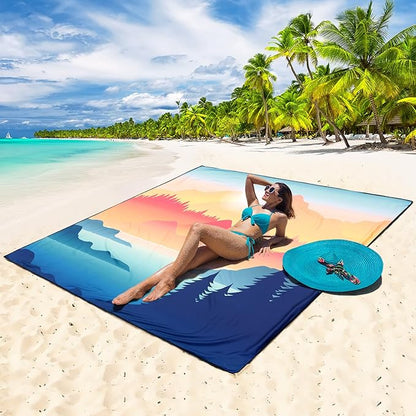 WIWIGO Beach Blanket Waterproof Sandproof Beach Mat 79" X 83"/10'x9'for 2-8 Adults Quick Drying Outdoor Picnic Mat Beach Accessories for Travel, Camping, Hiking - Image 4