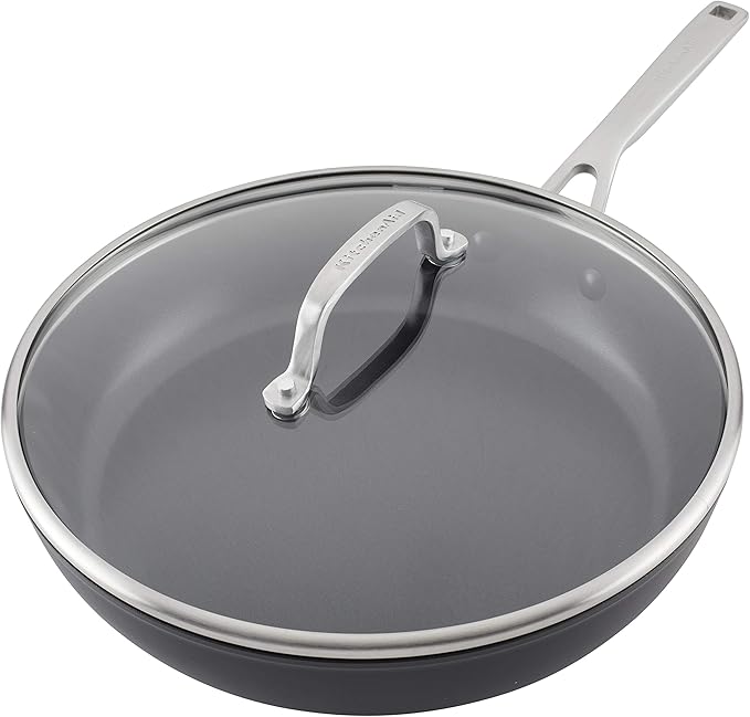 KitchenAid Hard Anodized Induction Nonstick Fry Pan/Skillet with Lid, 12.25 Inch, Matte Black - Image 8