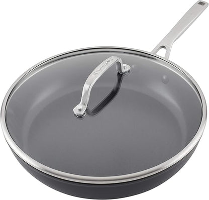 KitchenAid Hard Anodized Induction Nonstick Fry Pan/Skillet with Lid, 12.25 Inch, Matte Black - Image 8