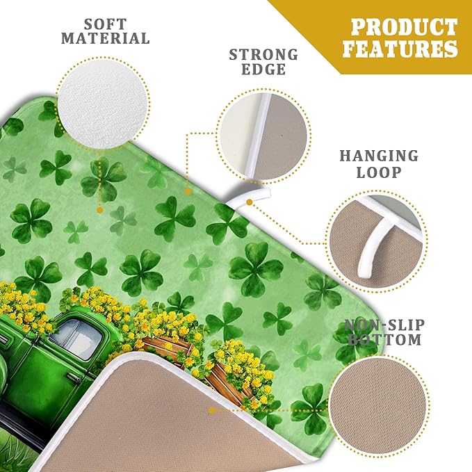 Holiday Truck Drying Dish Mat Green Lovely Clovers Decoration Cloth Dish Drain Mat Small - Image 4