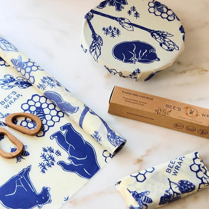 Bee's Wrap Beeswax Wraps for Food - Cut to Size 14x52" Beeswax Wrap Roll - Plastic Free Made in USA Reusable Natural Food Wrap - Bees & Bears - Image 6