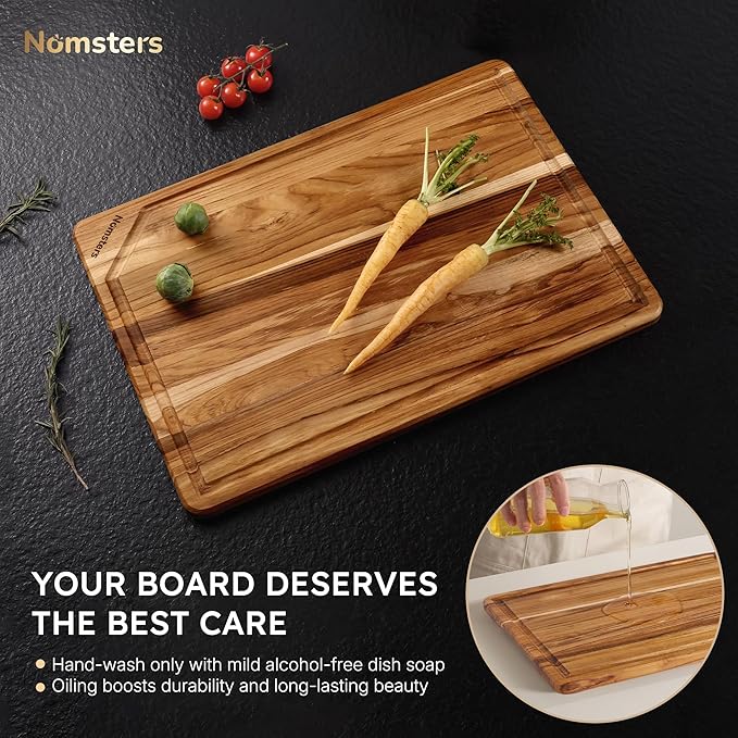 Extra Large Teak Wood Cutting Board for Kitchen 20inch Non Slip Feet Heavy Duty Butcher Block Chopping Board Nice Solid Thick Wooden Juice Groove Big XXL Large Best Hardwood Kitchen Counter Organic - Image 8