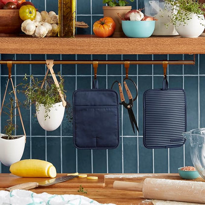 KitchenAid Ribbed Soft Silicone Pot Holder 2-Pack Set, Ink Blue, 7"x9" - Image 2