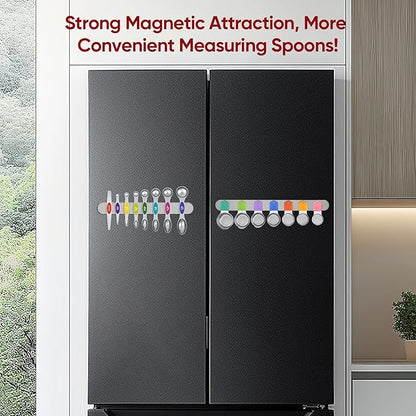 Magnetic Measuring Spoons Set with Strong N45 Magnets, Heavy Duty Stainless Steel Metal, Fits in Most Kitchen Spice Jars for Baking & Cooking, BPA Free, Multicolor - Image 2