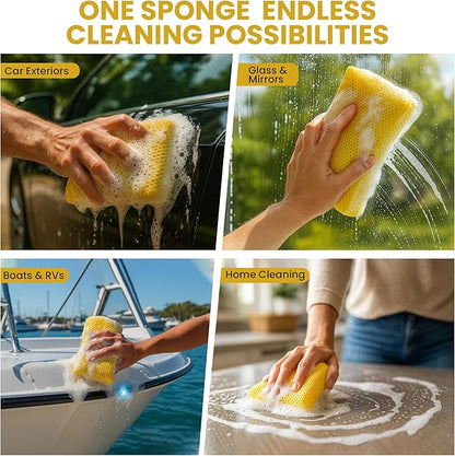 Iconikal 6-Pack Bug Scrubber Sponge 5.9x3.5-Inch Yellow Microfiber Large Car Wash Reusable for Paint Chrome Glass RV Motorcycle Cleaning - Image 5