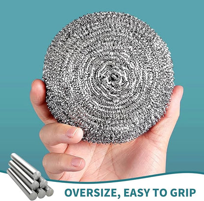 Carrie Joe Stainless Steel Scourer Heavy Duty Scrubber Pads Steel Wool Pack of 6,40g - Image 5