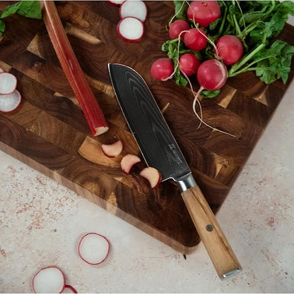 Yatoshi Knives Magnetic Kitchen Knife Block Set - Japanese 67 Layer High-Grade VG-10 Steel Knives, Sharp, Professional Kitchen Knife Set - Damascus (6 pieces), Olive Wood Handles - Image 9