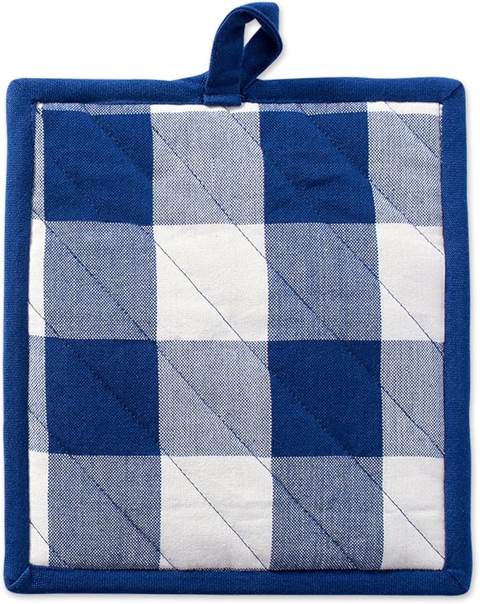 DII Buffalo Check Kitchen Collection, Classic Farmhouse Kitchen Set, Potholder, Navy & Cream, 2 Piece