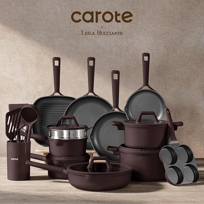 CAROTE 31PCS Pots and Pans Set, Nonstick Cookware Set Kitchen Non Stick Induction Titanium Cookware Non-toxic Granite Cooking set, PFOA Free - Image 8