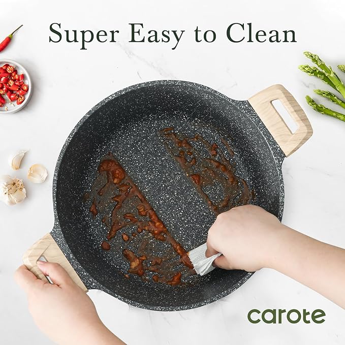CAROTE Nonstick Stock Pot with Lid Soup Pot, 6 Quart Casserole with Lid, Easy to Clean Non Stick Cooking Pot,Pasta Pot - Image 6
