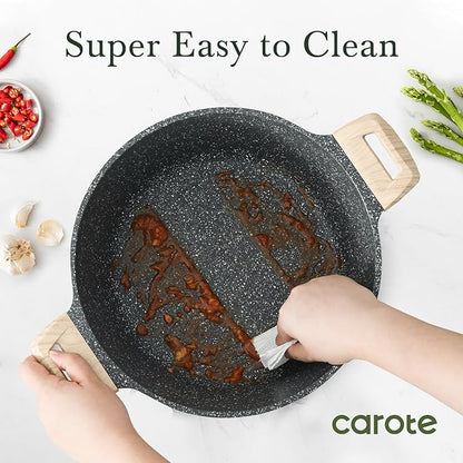 CAROTE Nonstick Stock Pot with Lid Soup Pot, 6 Quart Casserole with Lid, Easy to Clean Non Stick Cooking Pot,Pasta Pot - Image 6