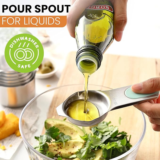 Spring Chef Magnetic Stainless Steel Measuring Cups, Patented, Kitchen Tools with Easy to Read Markings for Measuring Dry or Liquid Ingredients, Set of 7, Desert Sunset - Image 6
