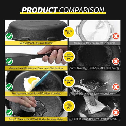 EDGING CASTING Pre-Seasoned Large Cast Iron Skillet 17 Inch, Dual Handle Outdoor Camping Frying Pan, Pizza Pan, Use for Grill, Stovetop, Induction, Oven Safe Cookware
