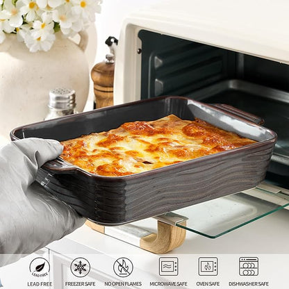 Ceramic Baking Dish Set of 3, Casserole Dishes for Oven, Square Porcelain Bakeware Set with Handles, Lasagna Baking Pan for Cooking, Perfect for Baking and Serving, Housewarming, Halloween, Thanksgiving, Christmas, New Year- Kiln-Transformed Purple - Image 2