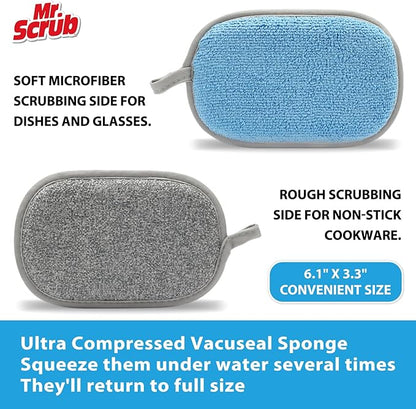 Sponges Kitchen Dish Sponge for Washing Dishes Cleaning Kitchen, All-Purpose, 12 Pack, Non Scratch, Rough Scrubbers Side for Non-Stick Cookware, Soft Microfiber Scrub Side for Dishes, Mr. Scrub - Image 4