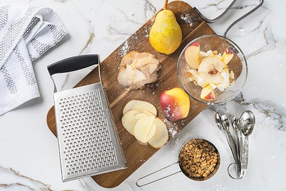 Cuisipro Stainless Steel Cheese Grater with Handle, 4 Sided Box Grater for Kitchen, Ginger Grater Dishwasher Safe, Fruit and Vegetables Slicer, Cheese Shredder for Potato, Chocolate, Parmesan, Ginger - Image 4