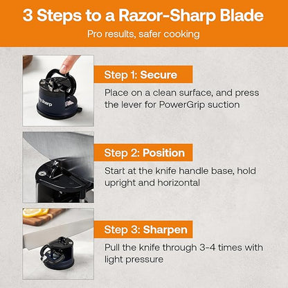 AnySharp – Editions – Hands Free Knife Sharpener - Easy to Use Sharpening Tool with PowerGrip Suction Base and 20-Degree Pre-Set Angle - for All Knives: Chef's, Serrated, and Hardened Steel - Navy - Image 9