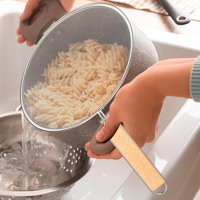 8.3Inch Grease Splatter Screen, Stainless Steel Splatter Screen for Frying Pan with Wood Handle Grease Splatters Guard Hot Oil Splash Protector Cover Oil Splash for Kitchen Cooking Supplies - Image 5