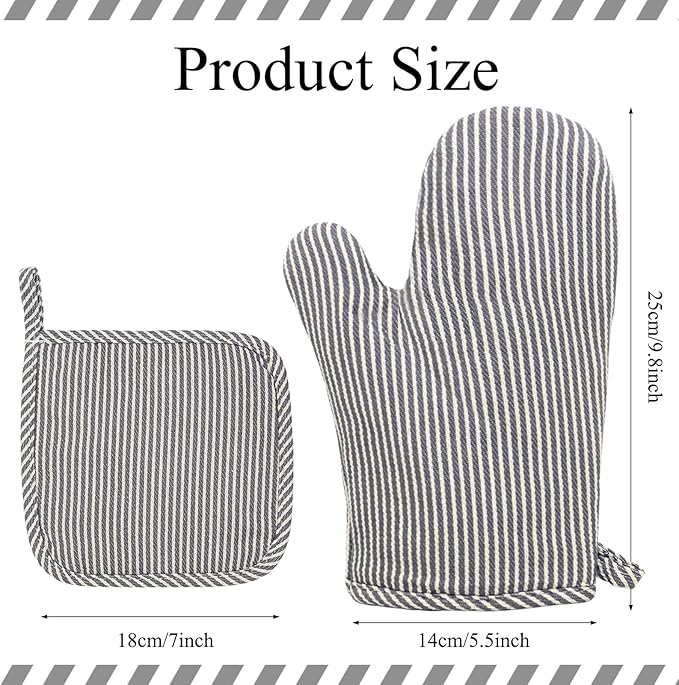 4 Pcs Oven Mitts and Pot Holders Heat Resistant Oven Mitts Sets Non Slip Oven Mitt and Pot Holders for Baking Cooking - Image 3