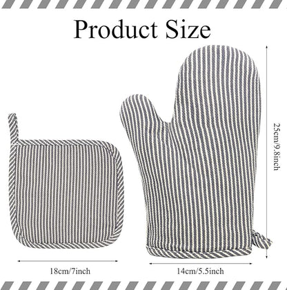 4 Pcs Oven Mitts and Pot Holders Heat Resistant Oven Mitts Sets Non Slip Oven Mitt and Pot Holders for Baking Cooking - Image 3