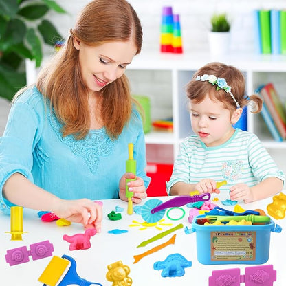 Dough Tool Set, 31 Pcs Basic Dough Tools Kits for Kids, Dough Accessories Includes Storage Container, Mat, 3D Animal, Cutters Roller, Rolling Pins, Safety Scissors - Image 9